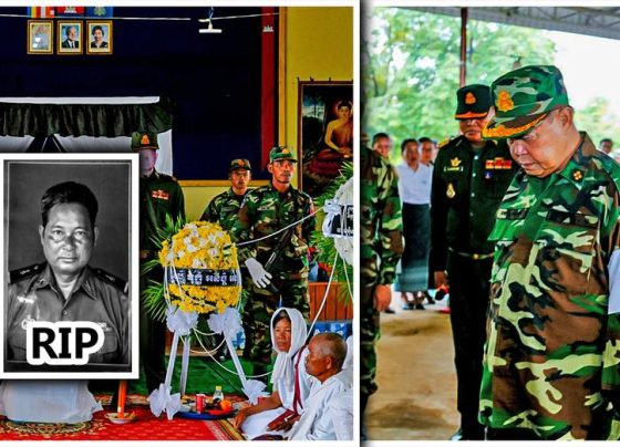 នាយឧត្តមសេនីយ៍ ម៉ៅ សុផាន់ ដឹកនាំប្រតិភូគោរពវិញ្ញាណក្ខន្ធសពលោកព្រិន្ទបាលឯក សួន រ៉ាន ដែលពលីជីវិតនៅសមរភូមិមុំបី ខេត្តព្រះវិហារ