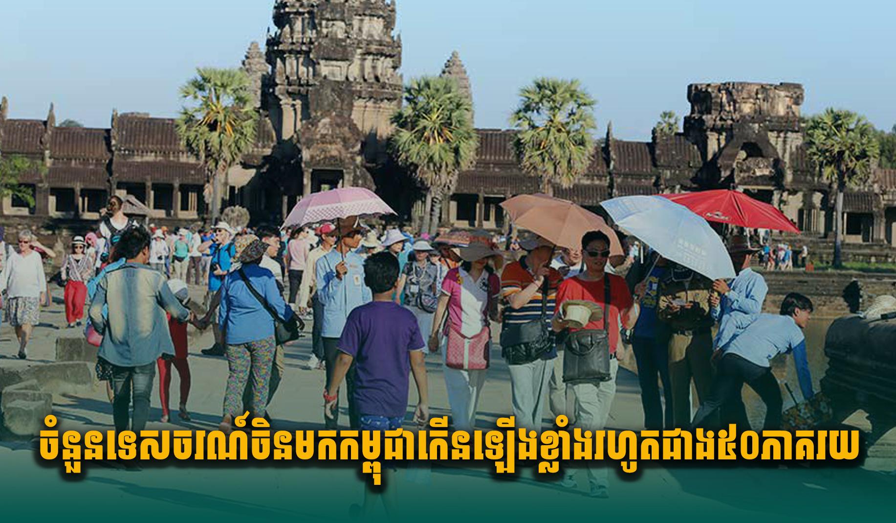ចំនួនទេសចរណ៍ចិនមកកម្ពុជាកើនឡើងខ្លាំងរហូត​ជាង៥០ ភាគរយ
