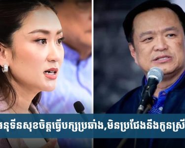 អនុ​ទីន​ដក​ខ្លួន​ទៅ​ធ្វើ​បក្ស​ប្រឆាំង និង​មិន​ប្រជែ​ង​អំណាច​ជា​មួយ​កូនស្រី​ថាក់ស៊ីន​ទេ