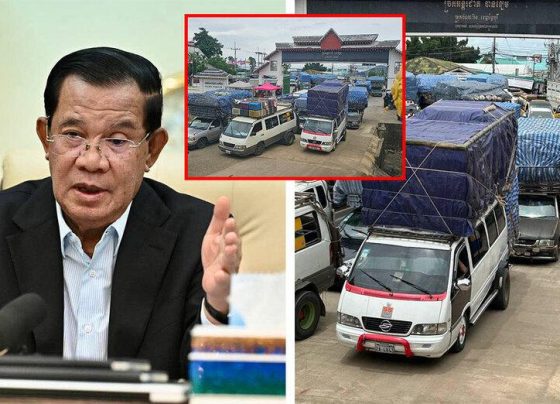 សម្តេចតេជោ ហ៊ុន សែន គាំទ្របិទច្រកដូងព្រំដែនកម្ពុជា-ថៃ ធ្វើឲ្យទំនិញថៃកកស្ទះរាប់រយឡាន, បើកសិករថៃចង់តវ៉ា សូមទៅតវ៉ាជាមួយយោធាថៃដោយខ្លួនឯង