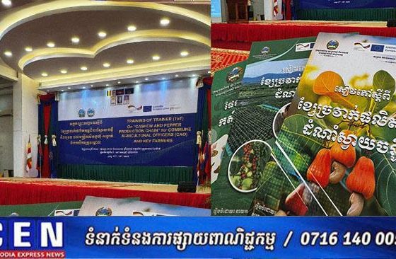 ក្រសួងកសិកម្ម រុក្ខាប្រមាញ់ និងនេសាទ និងក្រុមអឺរ៉ុប បើកកម្មវិធីបណ្តុះបណ្តាលគ្រូបង្គោល សម្រាប់មន្ត្រីកសិកម្មឃុំ ស្តីពីផលិតកម្មស្វាយចន្ទី និងម្រេចប្រកបដោយចីរភាព