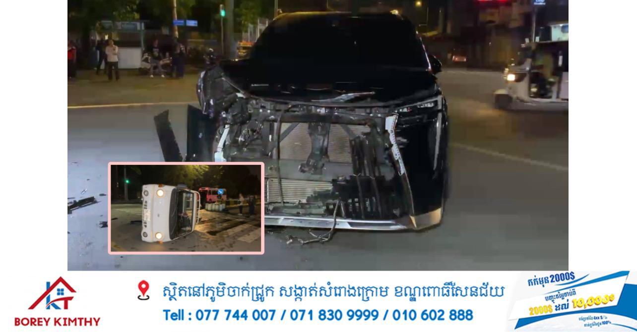 គ្រោះថ្នាក់ចរាចរណ៍រន្ធត់! រថយន្តដឹកជ្រក់ស្ពៃបុកជាមួយ GAC ក្រឡាប់ផ្ងារជើងពាសពេញផ្លូវ