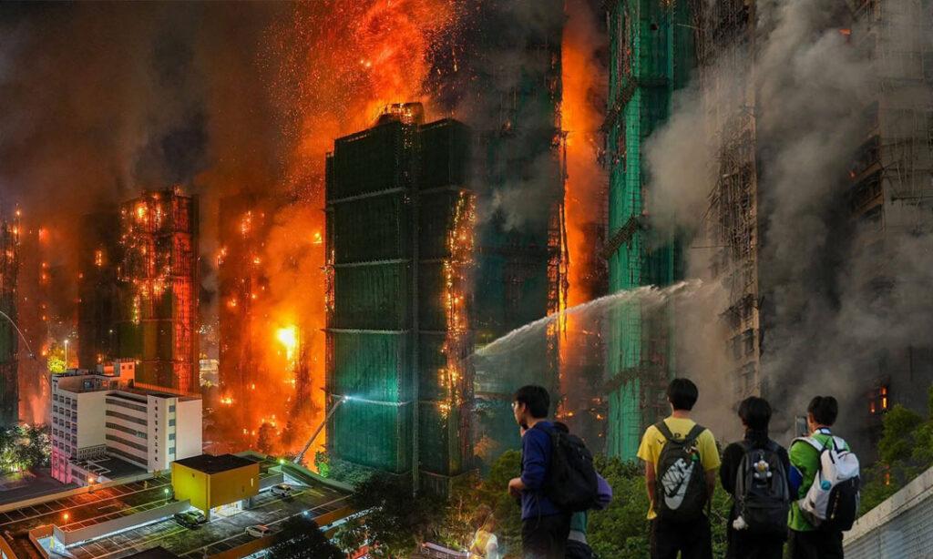 ប៉ូលិសចាប់ខ្លួនបុរស៣នាក់ ពាក់ព័ន្ធនឹងអគ្គិភ័យហុងកុង សម្លាប់មនុស្ស៤៤នាក់