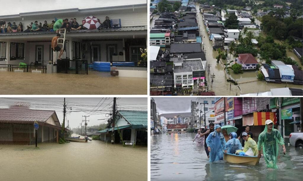 ថៃភាគខាងត្បូងរងទឹកជំនន់ធ្ងន់ធ្ងរ ខេត្ត១០លិចលង់ដោយភ្លៀងមូសុង