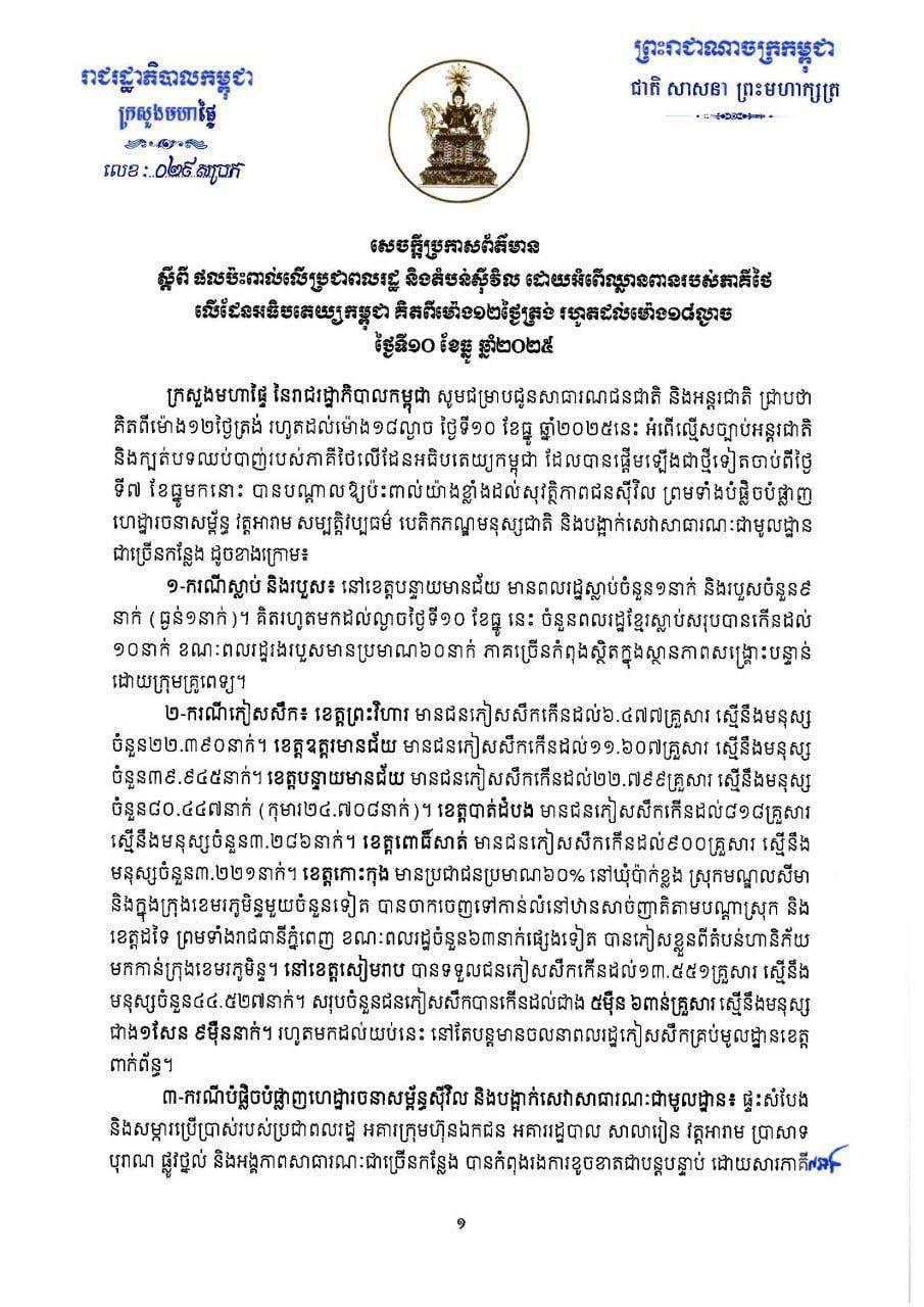 គ្រោះថ្នាក់ធ្ងន់ធ្ងរនៅព្រំដែន៖ ស្លាប់១០នាក់ របួស៦០នាក់ និងជនភៀសសឹកជាង១សែននាក់