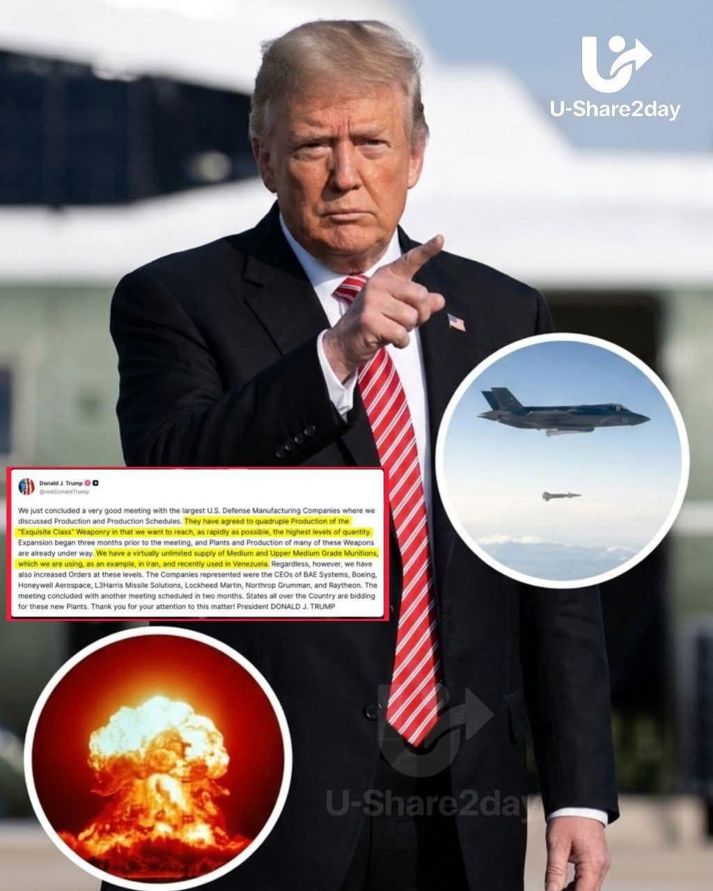 ត្រាំប្រកាសបង្កើនផលិតកម្មសព្វាវុធ ៤ដង សញ្ញាសង្គ្រាមគ្មានទីបញ្ចប់