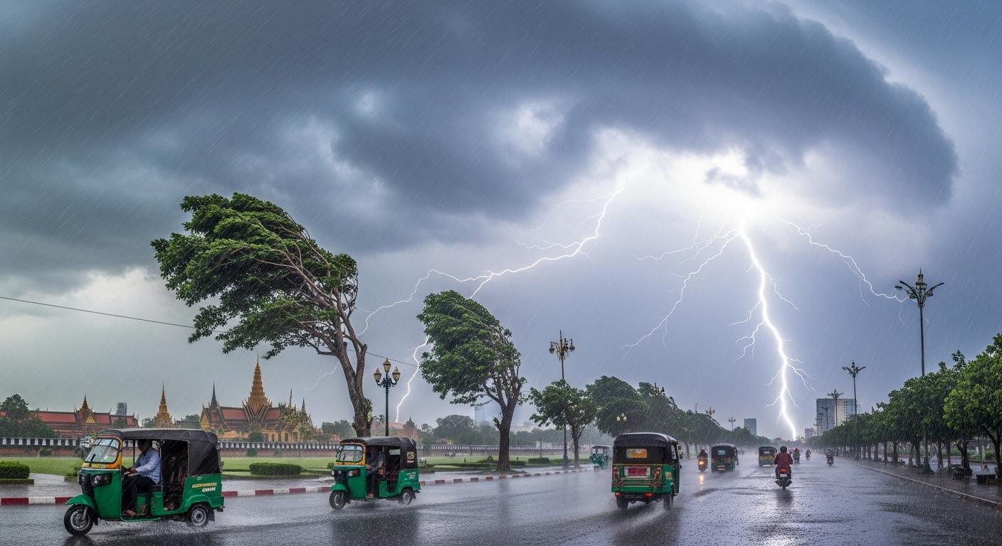 ភ្លៀងកក់ខែបន្តប៉ះពាល់រាជធានីភ្នំពេញ និងបណ្ដាខេត្តមួយចំនួននៅដើមសប្តាហ៍នេះ