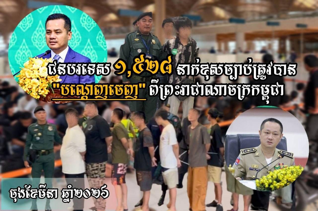 កម្ពុជាបណ្តេញចេញជនបរទេសខុសច្បាប់ជាង ១,៥០០នាក់ ក្នុងយុទ្ធនាការប្រឆាំងឧក្រិដ្ឋកម្មអនឡាញ