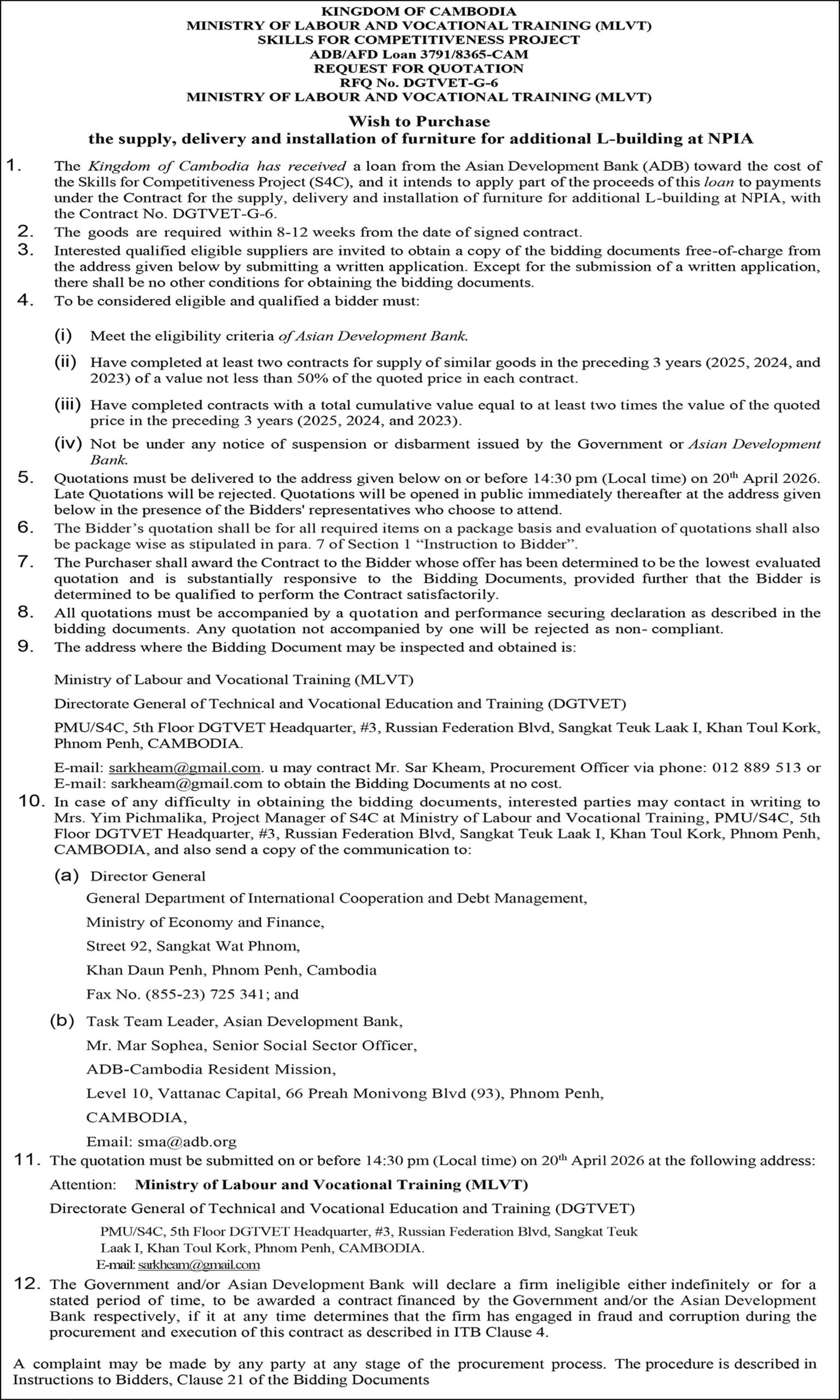 រាជធានីភ្នំពេញប្រកាសព័ត៌មានសំខាន់ៗ សម្រាប់ប្រជាពលរដ្ឋទូទាំងក្រុង