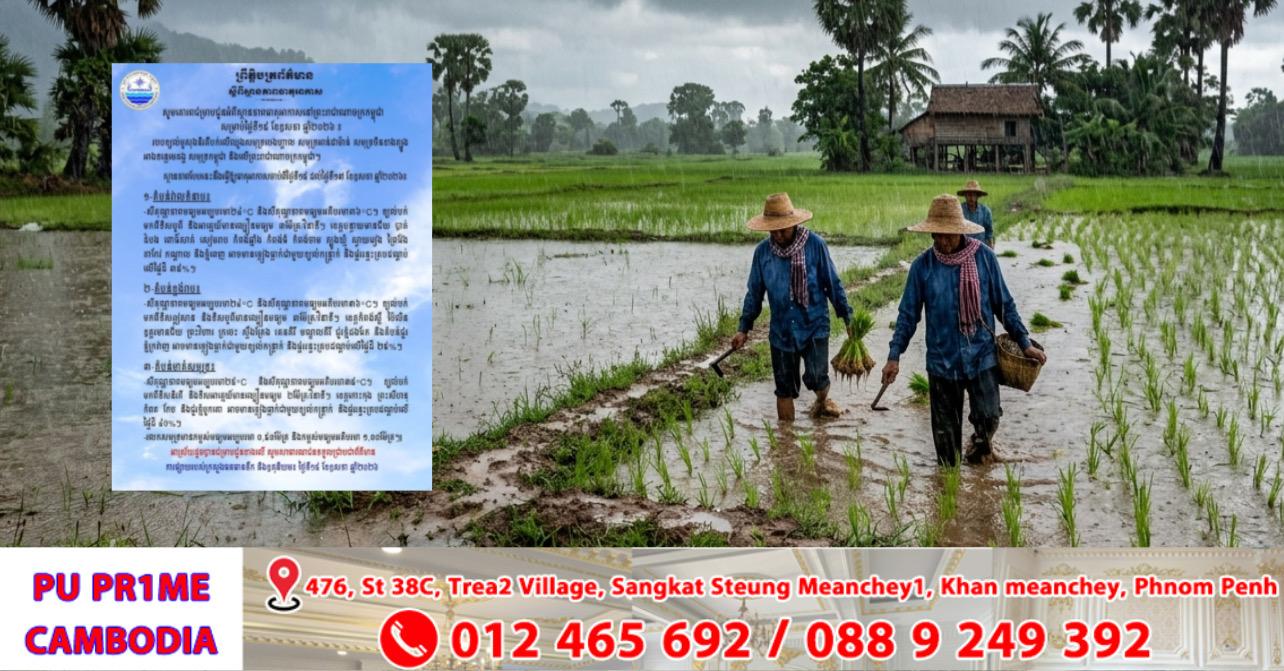 អាកាសធាតុថ្ងៃនេះ៖ ភ្លៀងធ្លាក់ជាមួយខ្យល់កន្ត្រាក់ និងផ្គររន្ទះគ្របដណ្តប់ ៣៥% លើវាលទំនាប និងរាជធានីភ្នំពេញ